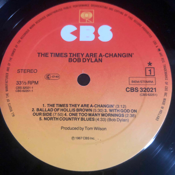 Bob Dylan – The Times They Are A-Changin' (reissue uit 1982)