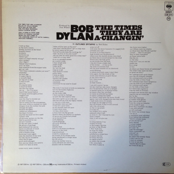 Bob Dylan – The Times They Are A-Changin' (reissue uit 1982)
