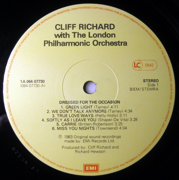 Cliff Richard With The London Philharmonic Orchestra – Dressed For The Occasion