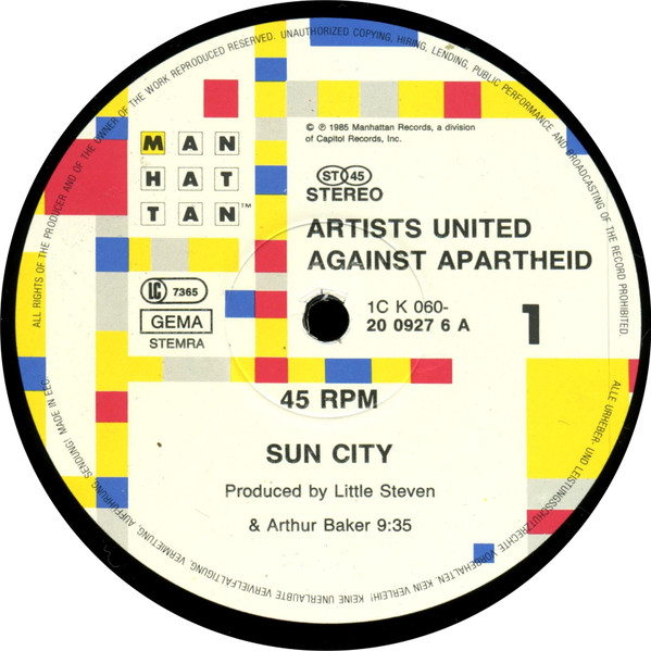 12" | United Artist Against Apartheid - Sun City / Not So Far Away
