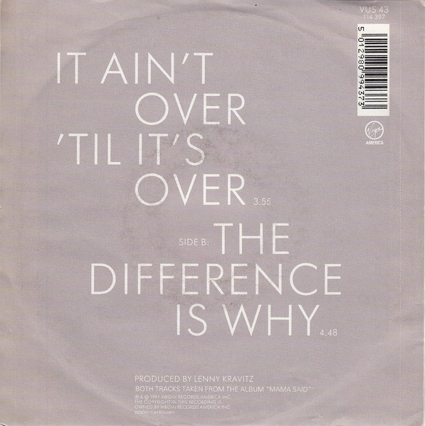 7" | Lenny Kravitz – It Ain't Over 'Til It's Over