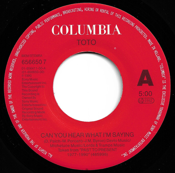 7" | Toto ‎– Can You Hear What I'm Saying / I'll Be Over You