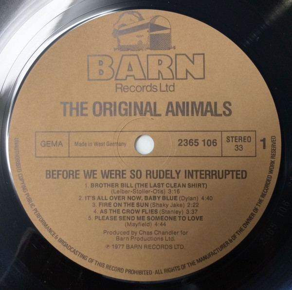 The Original Animals - Before we were so Rudely Interrupted