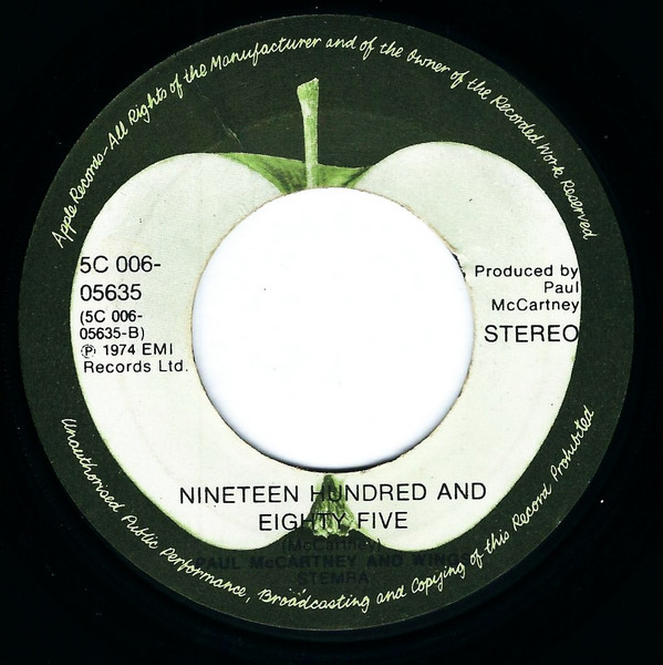 7" | Paul Mc Cartney and Wings - Band on the Run / Nineteen Hundred and Eighty Five