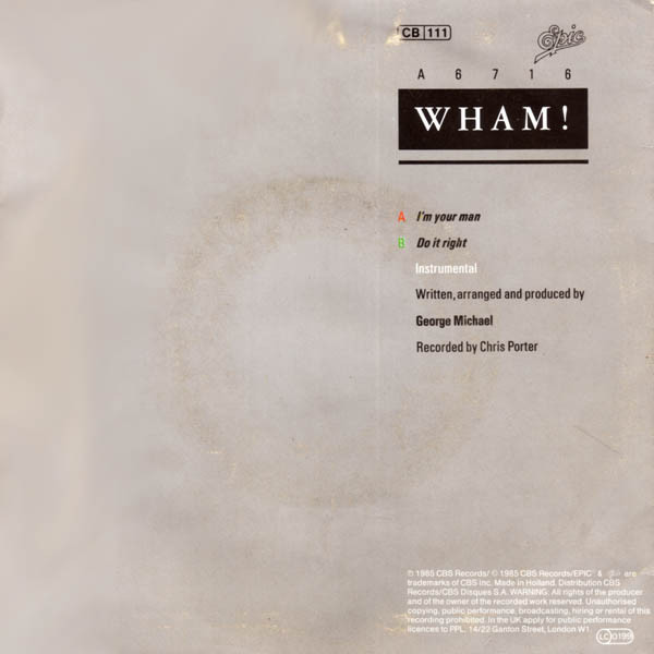 7" | Wham! - I'm Your Man / Do it Right