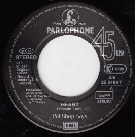7" | The Pet Shop Boys - Heart / I Get Excited
