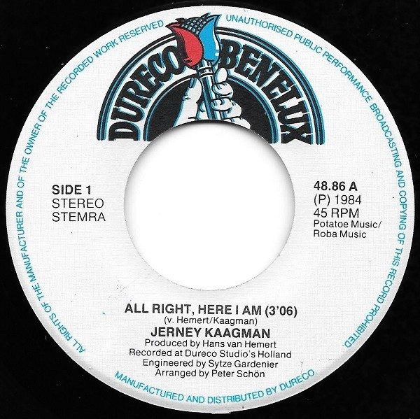 7" | Jerney Kaagman - All Right There I Am / (in a shade of a ) Willow Tree