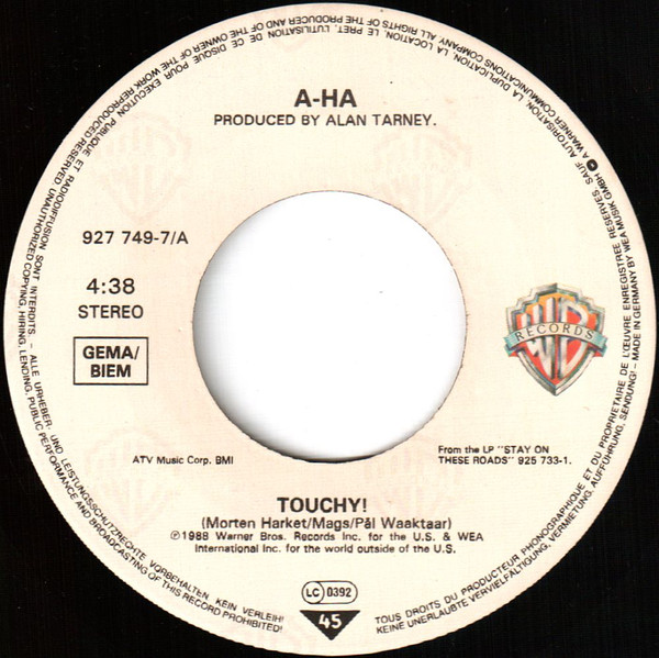 7" | A-Ha - Touchy! / Hurry
