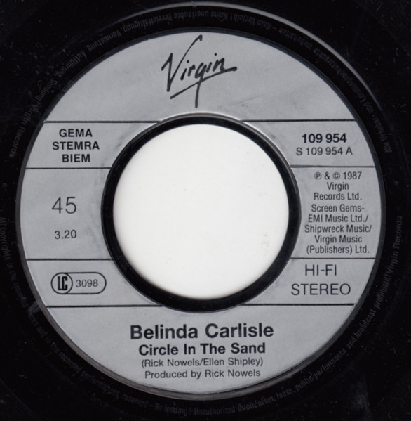 7"| Berlinda Carlisle - Circle in the Sand / Circle in. the Sand (Seaside Mood Groove Mix)