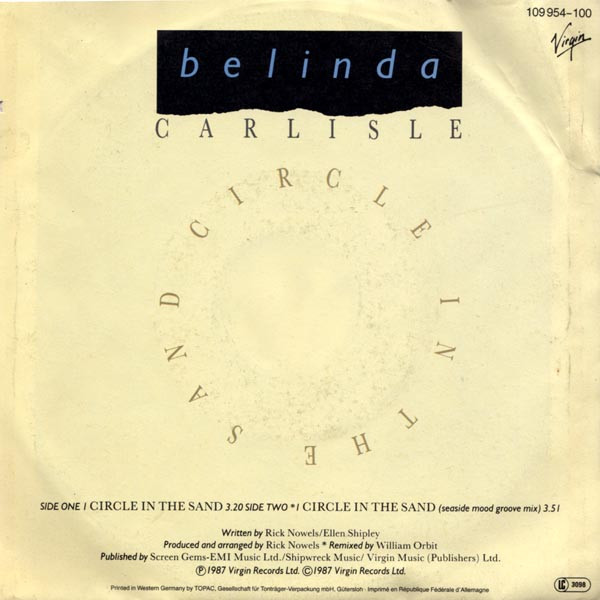 7"| Berlinda Carlisle - Circle in the Sand / Circle in. the Sand (Seaside Mood Groove Mix)
