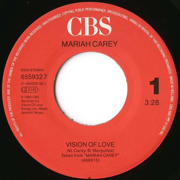 7"| Mariah Carey - Vision of Love / Special Excerpts from the debut release