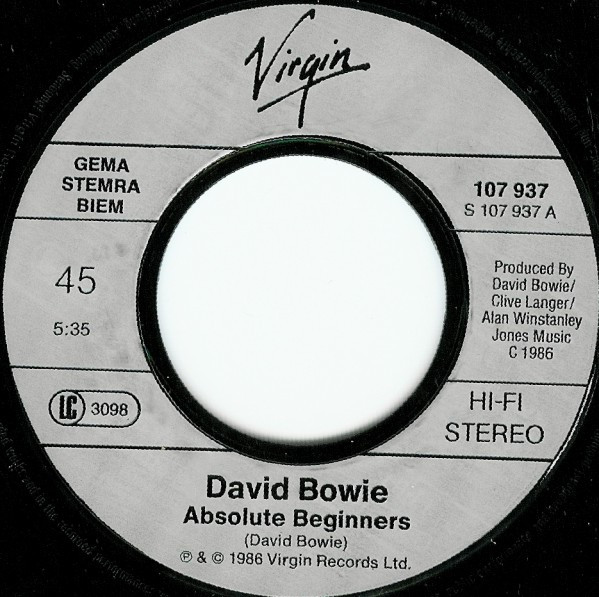 7"| David Bowie - Absolute Beginners / Absolute Beginners (Dub mix)