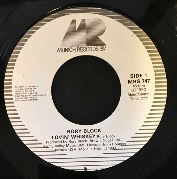 7"| Rory Block - Lovin' Whiskey / Ain't No Way To Do