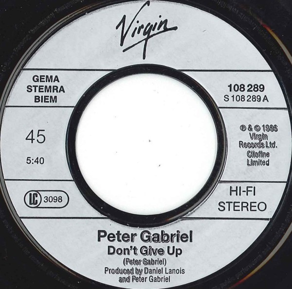7"| Peter Gabriel and Kate Bush - Don't Give Up / In Your Eyes