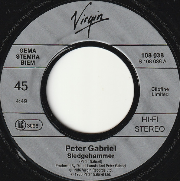 7"| Peter Gabriel - Sledgehammer / Don't Break this Rhythm