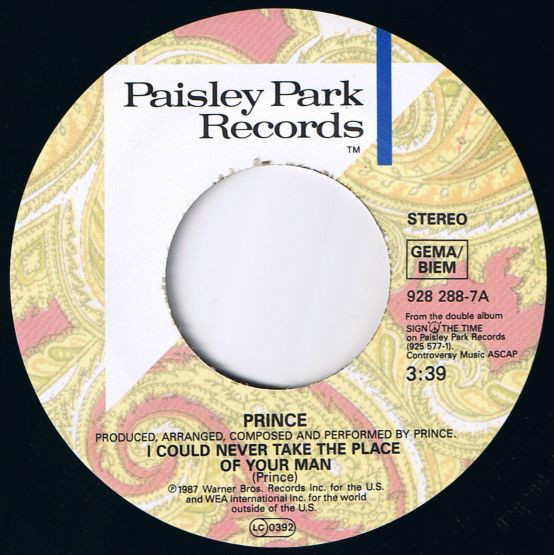 7"| Prince - I Could Never Take the Place of Your Man / Hot Thing