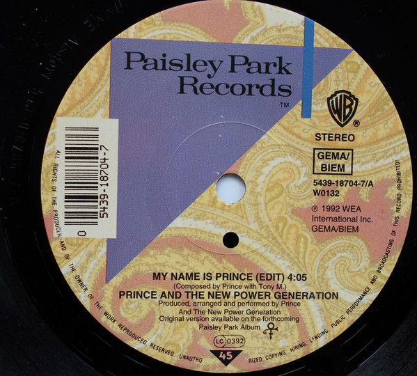 7"| Prince and the New Power Generation -  My Name is Prince / Whom it may Concern
