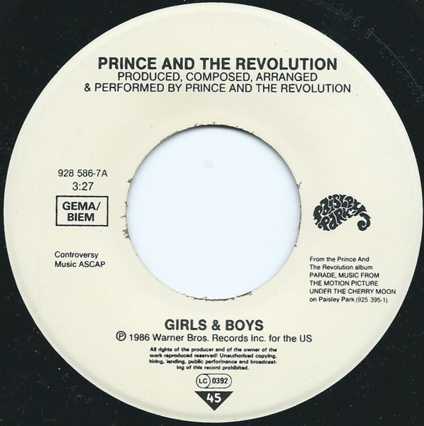 7"| Prince and the Revolution - Girls and Boys / Under the Cherry Moon