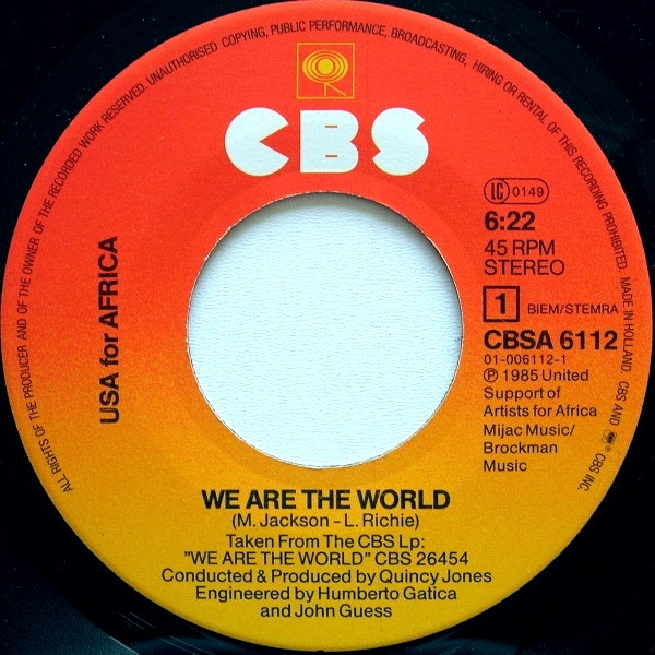 7"| USA for Africa - We Are the World / Grace
