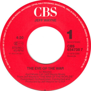 7"| Jeff Wayne - The Eve of the War / The Red Weed - Afbeelding 2