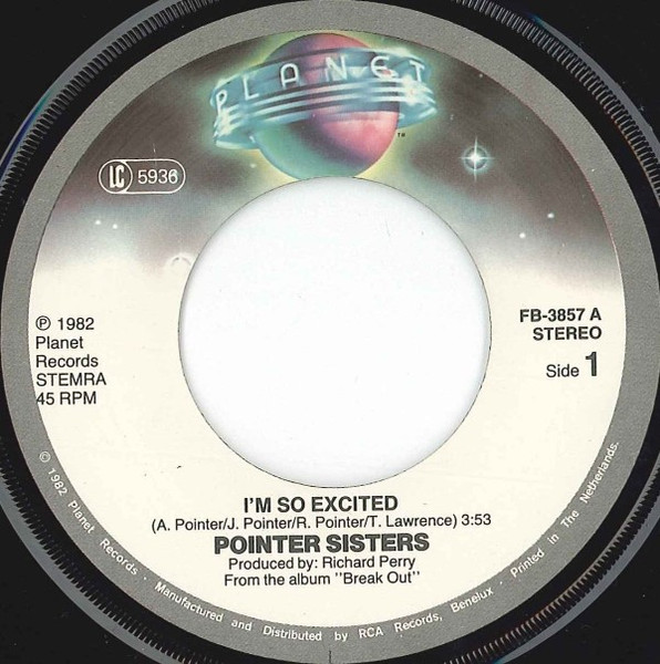 7"| Pointer Sisters - I'm So Excited / Dance Electric