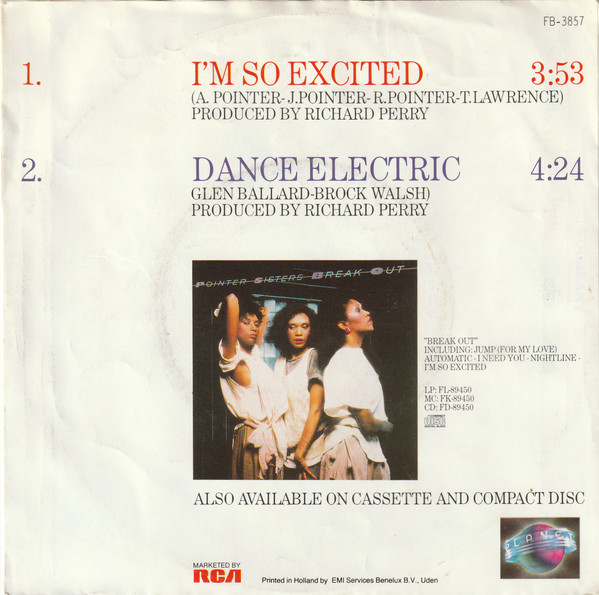 7"| Pointer Sisters - I'm So Excited / Dance Electric