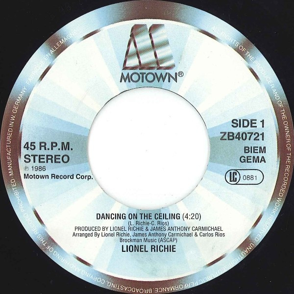 7"| Lionel Richie - Dancing on the Ceiling