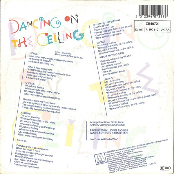 7"| Lionel Richie - Dancing on the Ceiling
