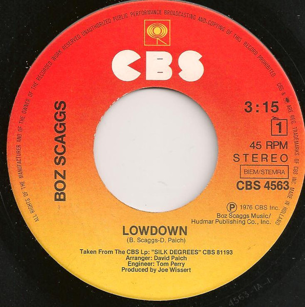 7"| Boz Scaggs - Low Down / Jump Street