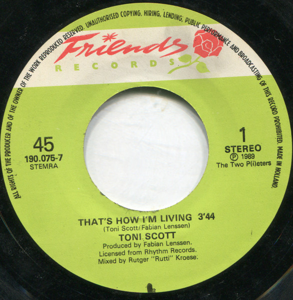 7"| Tony Scott - That's How I'm Living / The Chief