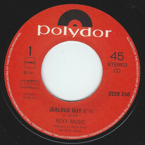 7"| Roxy Music - Jealous Guy / Turn You On