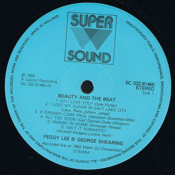 Peggy Lee and the George Shearing Quintet - The Beauty and the Beat