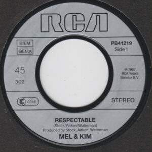 7" | Mel & Kim - Respectable / Respectable (instumental) - Afbeelding 2