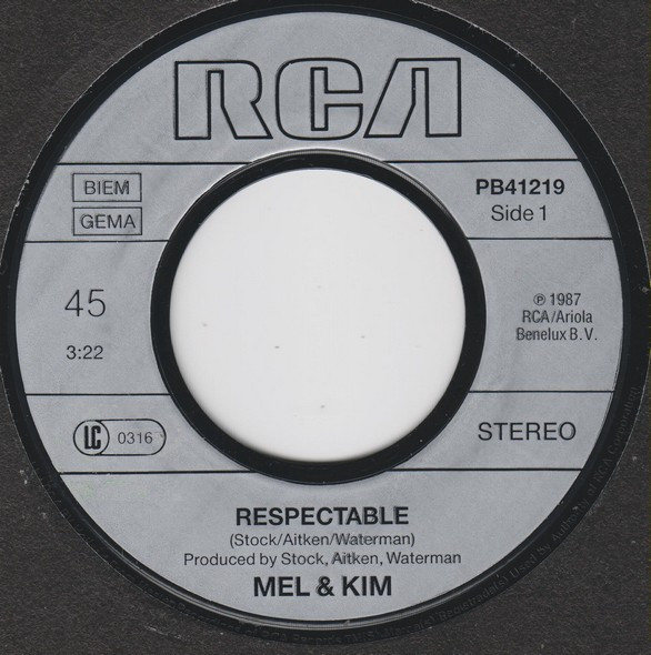 7" | Mel & Kim - Respectable / Respectable (instumental)