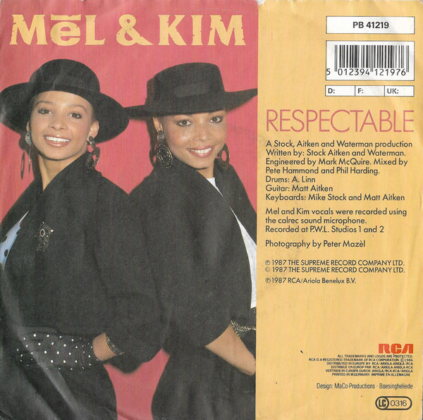 7" | Mel & Kim - Respectable / Respectable (instumental)