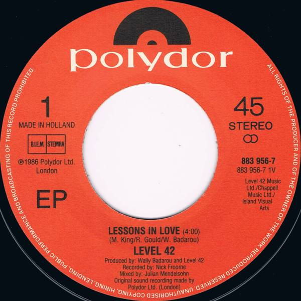 7" | Level 42 - Lessons in Love / Hot Water