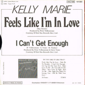 7" | Kelly Marie - Feels like i'm in Love / I can't get Enough - Afbeelding 3
