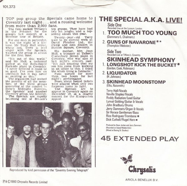 7" | The Special A.K.A. ft. Rico - Too much Too Young / Guns Of Navarone / Longshot Kick The Bucket / Liquidator / Skinhead Moonstomp