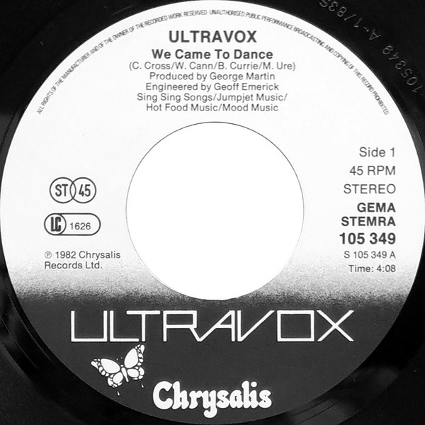 7" | Ultravox - We Came to Dance / Reap the Wild Wind