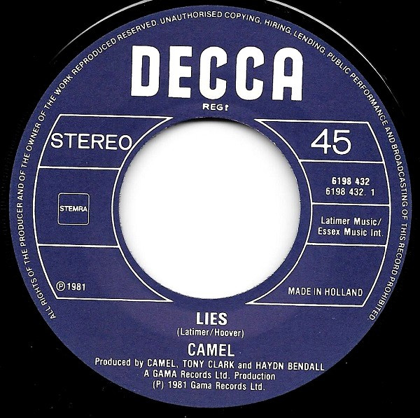7" | Camel - Lies / Changing Places