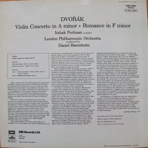 Itzhak Perlman - Dvorak 'Violin Concerto in A minor'
