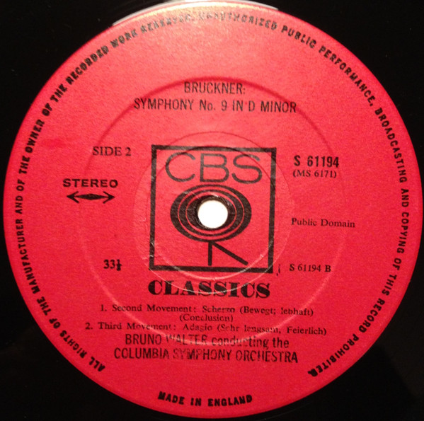 Bruckner - Bruno Walter, Columbia Symphony Orchestra - Symphony No. 9 In D Minor