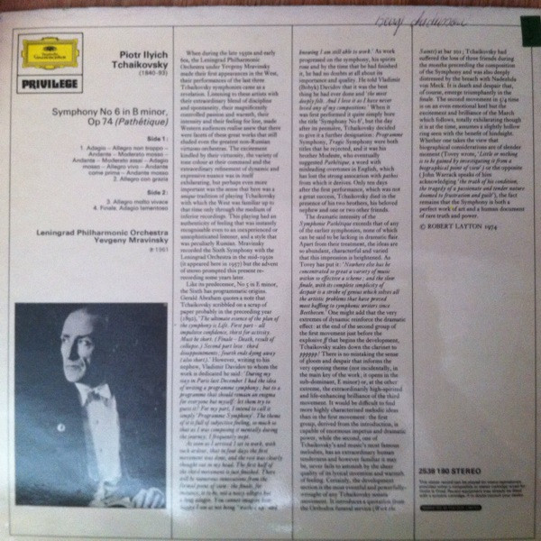 Tchaikovsky - Leningrad Philharmonic Orchestra, Yevgeny Mravinsky  - Symphony No.6 In B Minor, Op.74 (Pathétique)