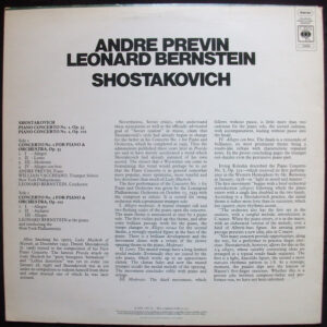 Shostakovich - Andre Previn, Leonard Bernstein – Piano Concerto No.1, Op.35 / Piano Concerto No.2, Op.102 - Afbeelding 3