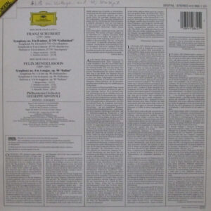 Schubert, Mendelssohn, Philharmonia Orchestra, Giuseppe Sinopoli - Symphonie No.8 "Unvollendete" / Symphonie No.4 "Italienische" - Afbeelding 3
