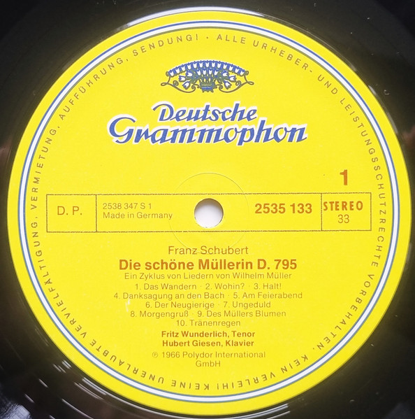 Franz Schubert, Fritz Wunderlich, Hubert Giesen – Die Schöne Müllerin