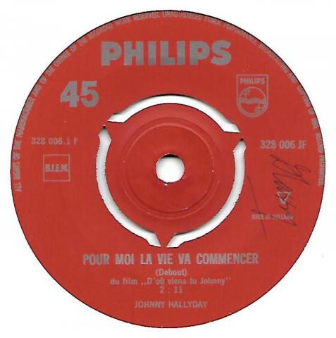 7" | Johnny Hallyday - Pour Moi la Viie van Commencer / A Plein Coeur