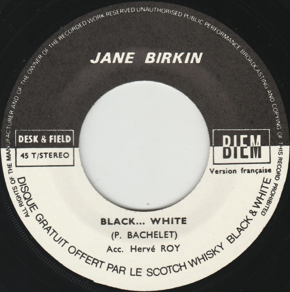 7" | Jane Birkin - Black ... White (English version) / Black ... White (version Francais)