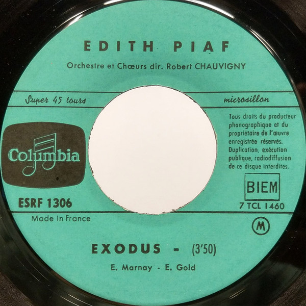 7" | Edith Piaf - Exodus / Marie Trottoir / Dans leur Baisser