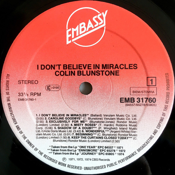 Colin Blunstone - I Don't Believe in Miracles